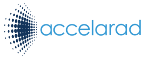 Accelarad dark and light blue logo